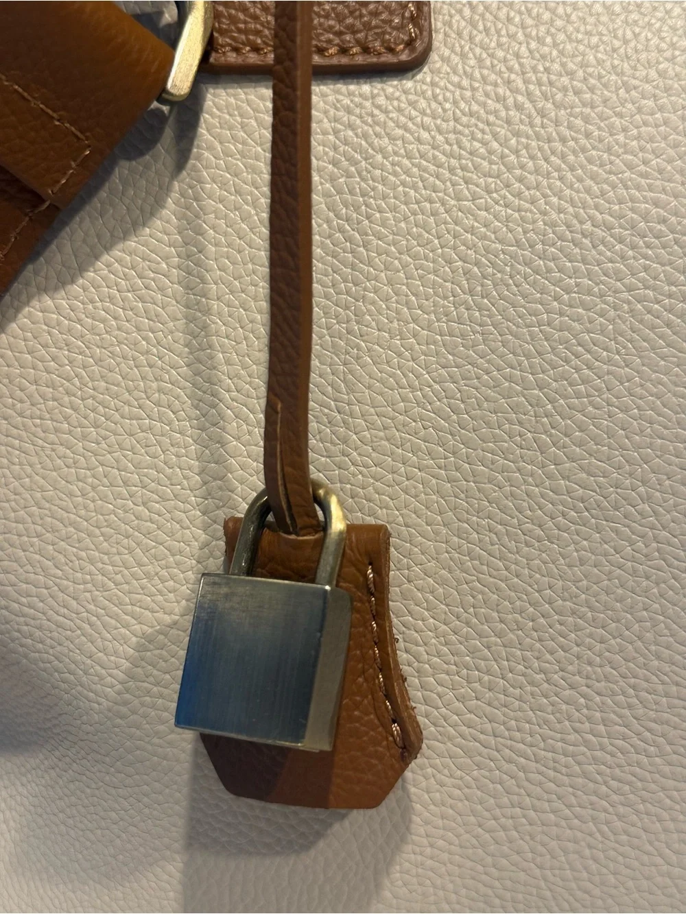Viola Castellani Cream and Tan Leather Satchel